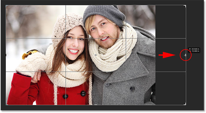 Dragging the right handle away from the image. Image © 2016 Photoshop Essentials.com