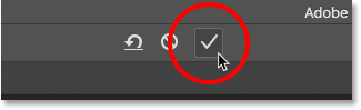 Clicking the checkmark to apply the crop. Image © 2016 Photoshop Essentials.com